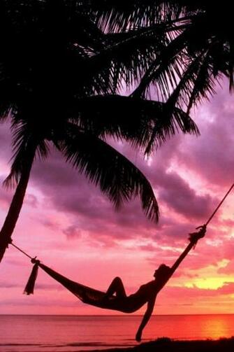 Sunset Beach Hammock Chillout iPhone Wallpaper