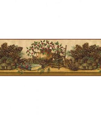Free download Amazoncom Wallpaper Border Pine Cone Pinecone Berry Die