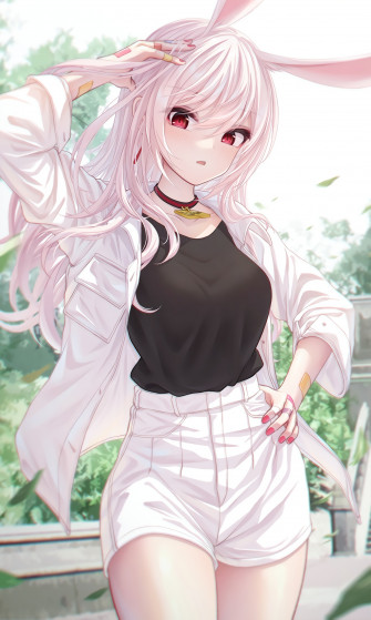 Bae C Anime Girls Vertical Bunny Girl Ears Choker Wallpaper