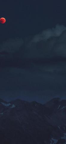 Blood Moon Over A Dark Mountain iPhone Wallpaper
