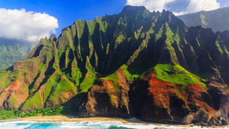Mountains Hawaii Surf Nature Coastline Island Kauai