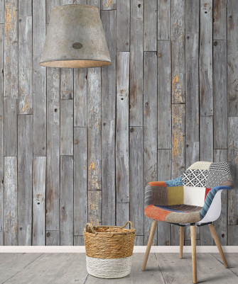 Rustic Wood Panels Wallpaper Gray Effect Milton King