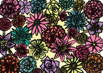 Illustration Typography Design Spring Flowers For My New