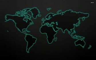 Glowing World Map Wallpaper Digital Art