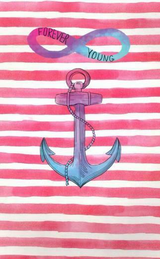 Anchor Infinity Sign Pink Stripes Wallpaper