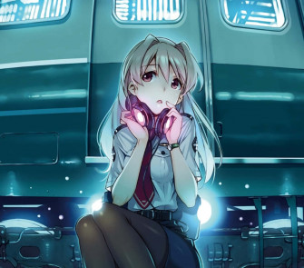 Timid Anime Girl Headphones Train Wallpaper