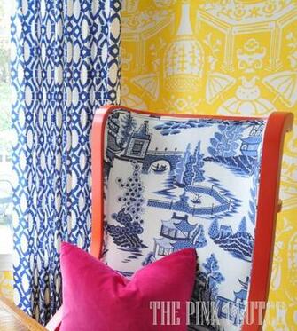 Clarence House The Vase Yellow White Wallpaper Duralee Denim