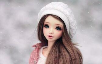 Long Hair Cute Barbie Doll In Winter Cap Full HD Wallpaper Image Photo