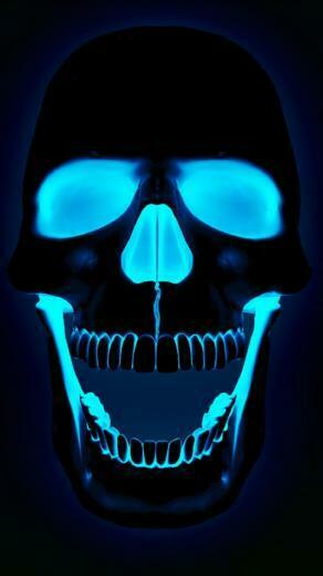 Neon Blue Skull iPhone Wallpaper