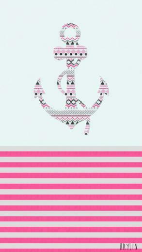 Anchor Cute Girly Pink Stripes Wallpaper Image By