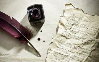 Lyre Feather Pen And Paper Wallpaper