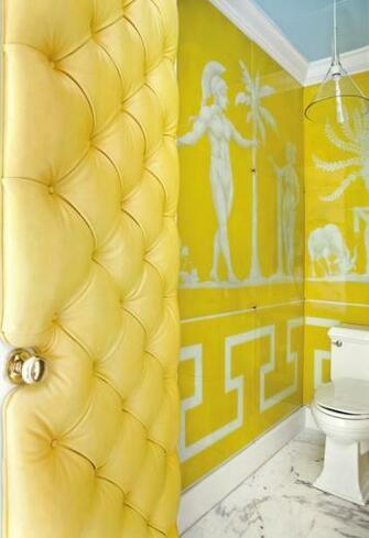 Greek Key Wallpaper Eclectic Bathroom Raymond Goins