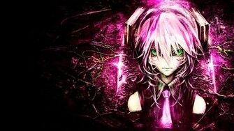 Vocaloid Hatsune Miku Bright Pink Schwarz Gr N Licht Anime Wallpaper