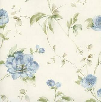 Cream Blue Cg11358 Priscilla Peony Wallpaper Kitchen Bathroom