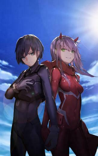 Wallpaper Hiro And Zero Two Anime Happy