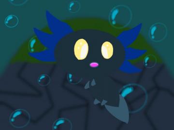 Black Axolotl Fanart Oc Axolotls