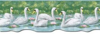 Die Cut SWAN LAKE WATER LILY Wallpaper Border PT24020B