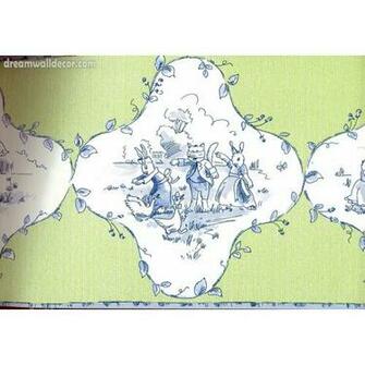 Kitty Rabbit Garden Wallpaper Border