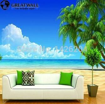 3d Palm Beach Landscape Large Wallpaper Murals Natural