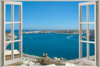 3d Window Exotic Ocean Beach Wall Stickers Film Decal Wallpaper