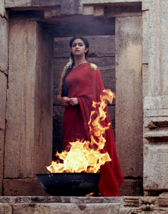 Keerthi Suresh Saree Wallpaper