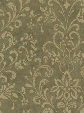 Taupe Country Damask Wallpaper Traditional