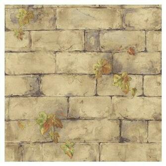 Allen Roth Beige Ivy And Brick Wallpaper Lw1340840