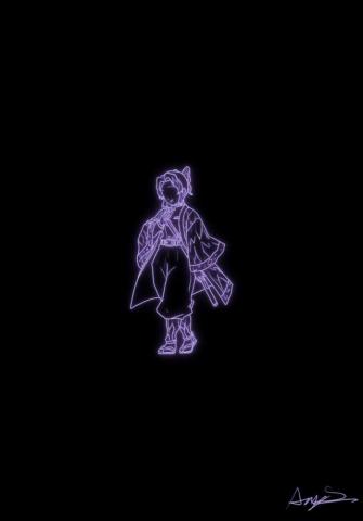 Shinobu Kocho Kimetsu No Yaiba Glow Wallpaper Aesthetic Dark