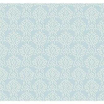 Waverly Cottage Misty Blue And Cloud White Luminary Wallpaper
