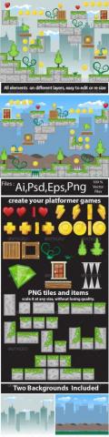 Game Tile Set Ornaments Video Design