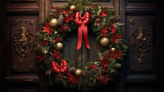 Christmas Wreath Wallpaper Plant Illuminated