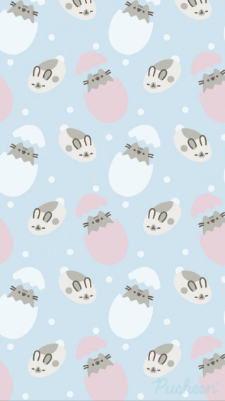 Pusheen The Cat Floral Pastels Spring iPhone Wallpaper Easter