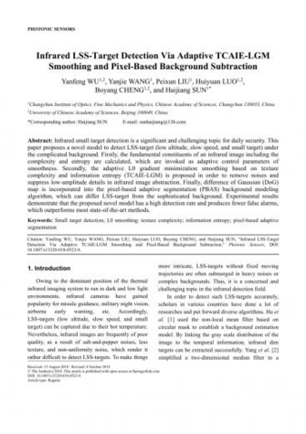 Pdf Infrared Lss Target Detection Via Adaptive Tcaie Lgm
