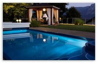 Swimming Pool At Night HD Wallpaper For Standard Fullscreen