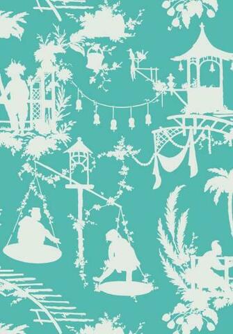 Wallpaper In Turquoise Pink Green