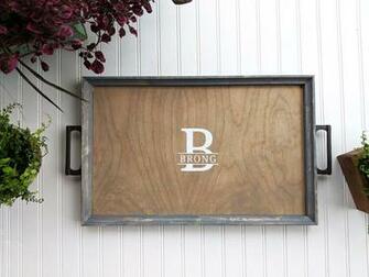 Personalized Serving Tray Wedding Guestbook Rawhide Background