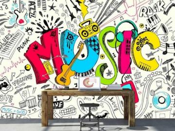 Musical Wall Mural Kids Music Wallpaper About Murals