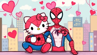 Hello Kitty And Spider Man Wallpaper