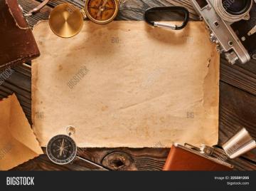 Vintage Old 35mm Camera On Wooden Background With Blank
