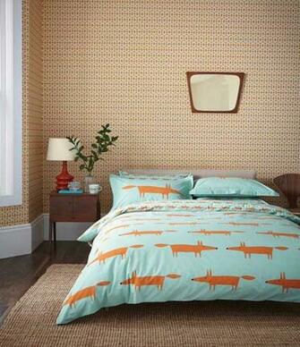 All Brands Scion Mr Fox Bedding Aqua Super King Size Duvet Set