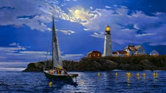 Moonlight Sail Full HD Wallpaper And Image