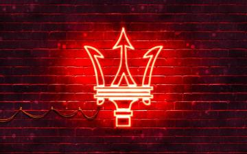 Wallpaper Maserati Red Logo 4k Brickwall