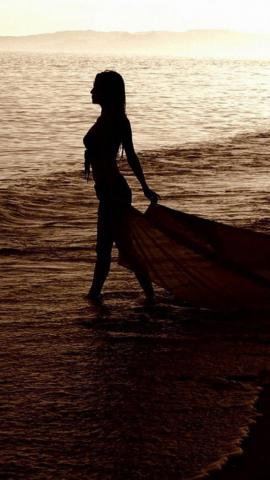 Sunset Beach Goddess iPhone Wallpaper
