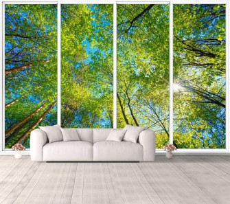 Amazon 3d Fake Window Wallpaper Sunny Canopy Tall Trees