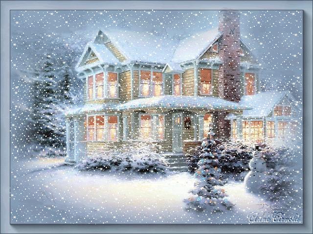 3d Christmas Cottage Animated Wallpaper