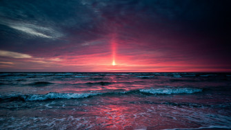Nature Sea Sunset Horizon Sky Waves Wallpaper HD