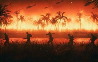 Wallpaper Fire War Helicopter Palm Trees Soldiers Army Usa