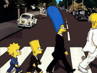 Cartoons Abbey Road Parody The Simpsons Beatles Wallpaper