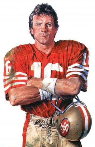 Portrait Of Sf 49er Qb Joe Montana By Merv Corning