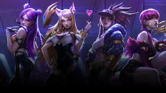 Kda Kai Sa Ahri Akali Evelynn Combined Splash Art Lol Wallpaper